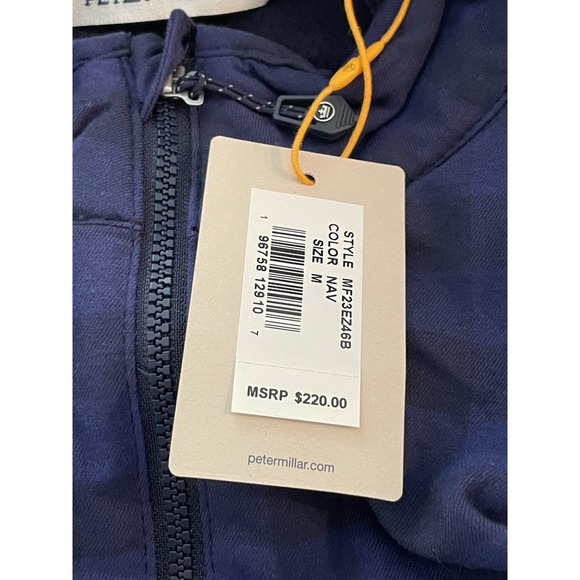 Peter Millar Fuse Elite Flannel Hybrid Vest Men Size Medium Plaid Blue Golf New - Picture 8 of 11